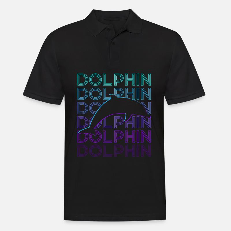 Delphin Retro Geschenk - Männer Poloshirt - Schwarz