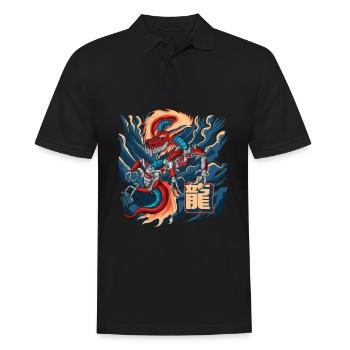 Cyborg Dragon Japanese Cyber-Punk Cyber-Aesthetic - Men's Polo Shirt - black - Front - Kai (181cm)