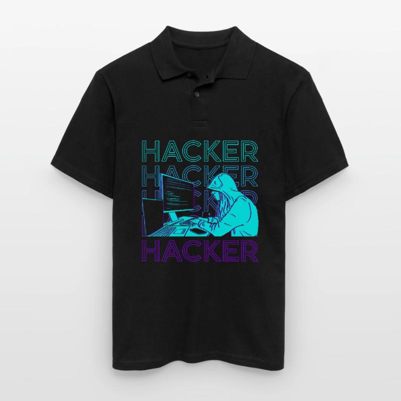 Hacker Hacking Hack Coding Programmierung Retro Männer Poloshirt