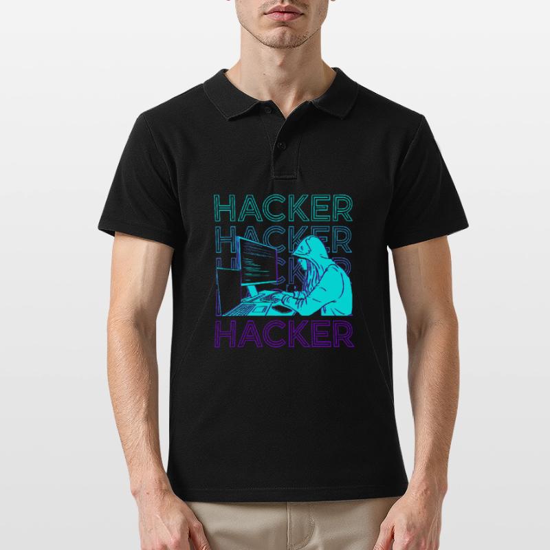 Hacker Hacking Hack Coding Programmierung Retro Männer Poloshirt