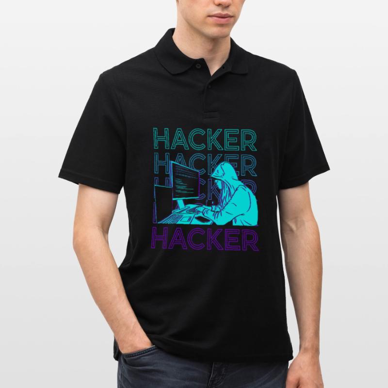 Hacker Hacking Hack Coding Programmierung Retro Männer Poloshirt