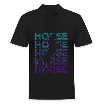 Pferd Retro - Männer Poloshirt - Schwarz - Vorne - Kai (181cm)