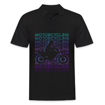 Motorradfahren Motorrad Biker Retro - Männer Poloshirt - Schwarz - Vorne - Kai (181cm)