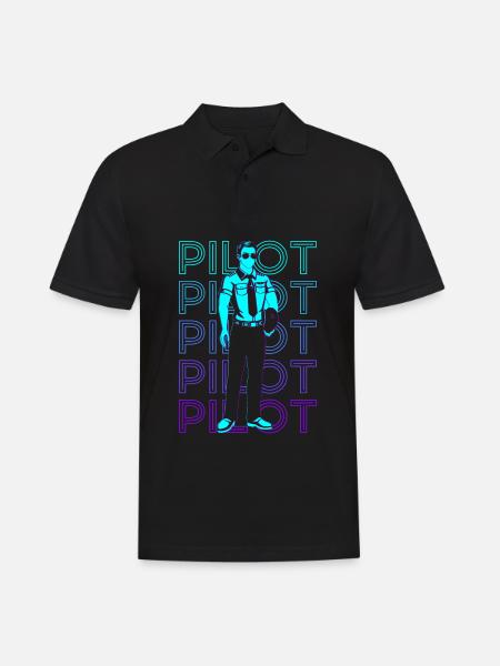 Pilot Luftfahrt Aviator Retro - Männer Poloshirt - Schwarz