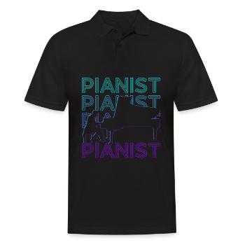 Pianiste Claviériste Pianiste Joueur De Piano Rétro - Polo Homme - noir - Devant - Kai (181cm)