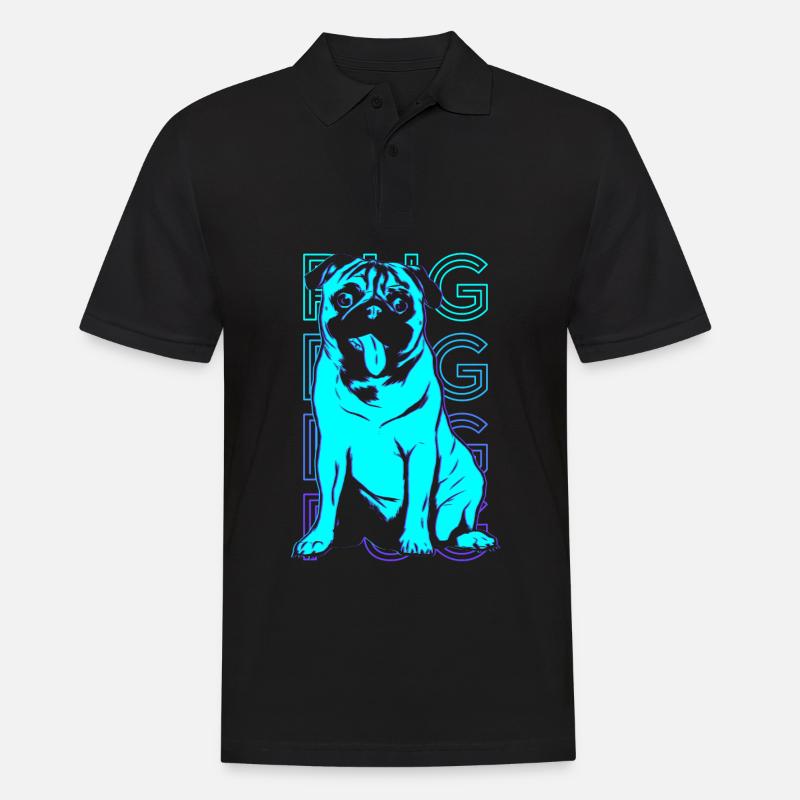 Mops Retro - Männer Poloshirt - Schwarz