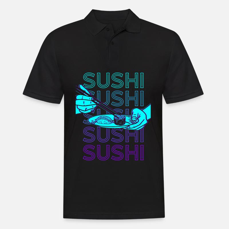 Sushi Retro - Männer Poloshirt - Schwarz