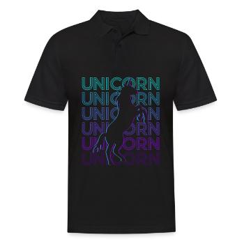 Licorne Rétro - Polo Homme - noir - Devant - Kai (181cm)