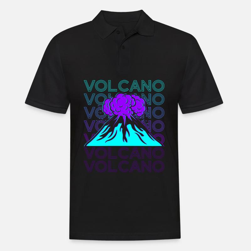 Vulkan Retro - Männer Poloshirt - Schwarz