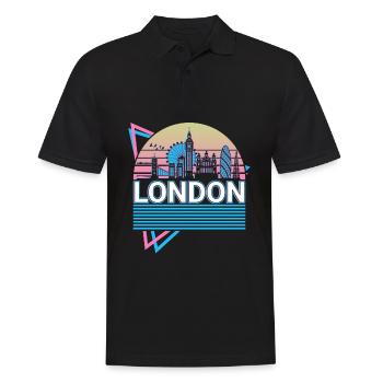 London City Skyline Stadtbild Retro - Männer Poloshirt - Schwarz - Vorne - Kai (181cm)