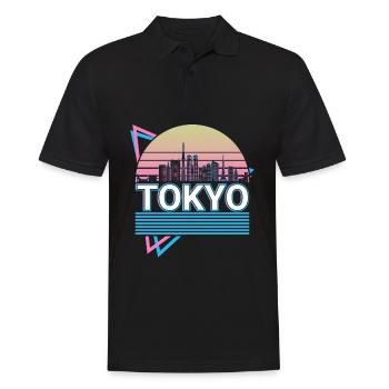 Tokio Stadt Skyline Stadtbild Retro - Männer Poloshirt - Schwarz - Vorne - Kai (181cm)