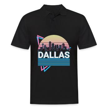 Dallas Stadt Skyline Stadtbild Retro - Männer Poloshirt - Schwarz - Vorne - Kai (181cm)