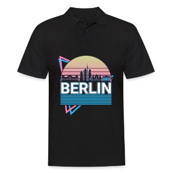 Berlin Stadt Skyline Stadtbild Retro - Männer Poloshirt - Schwarz - Vorne - Kai (181cm)