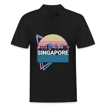 Singapur Stadt Skyline Stadtbild Retro - Männer Poloshirt - Schwarz - Vorne - Kai (181cm)