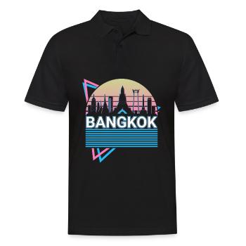 Bangkok Stadt Skyline Stadtbild Retro - Männer Poloshirt - Schwarz - Vorne - Kai (181cm)