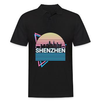 Shenzhen Stadt Skyline Stadtbild Retro - Männer Poloshirt - Schwarz - Vorne - Kai (181cm)