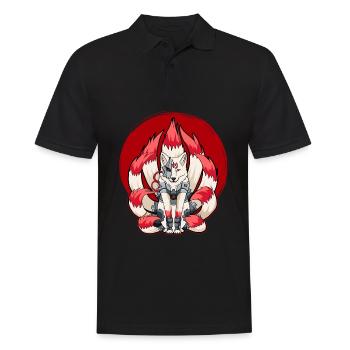 Cyborg Kitsune Nine-tailed Fox Cyber-Aesthetic - Men's Polo Shirt - black - Front - Kai (181cm)