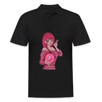 Baddie Girl Aesthetic Anime Girl Butterfly - Men's Polo Shirt - black - Front - Kai (181cm)