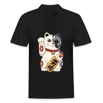 Cyborg Maneki Neko Katze Cyber-Ästhetik - Männer Poloshirt - Schwarz - Vorne - Kai (181cm)