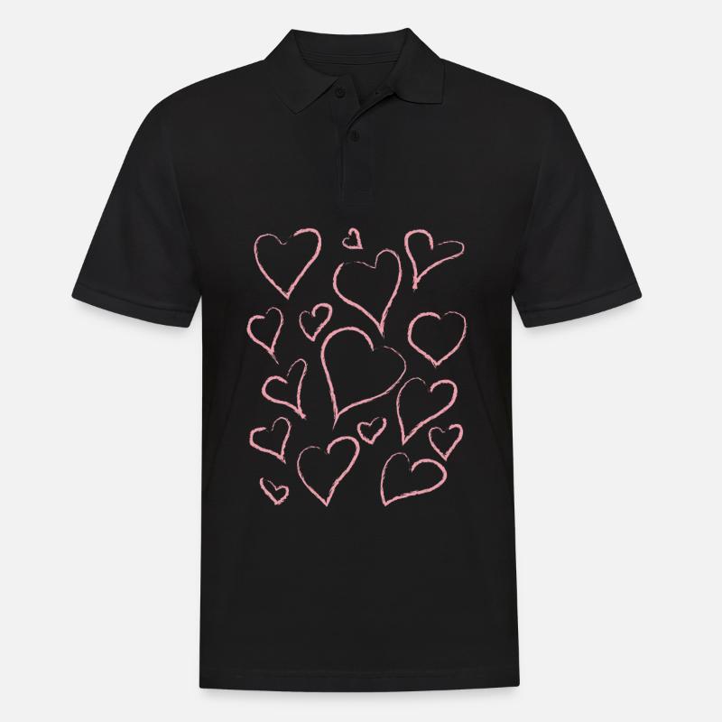 Dänische Pastell-Ästhetik Abstraktes Herz-Muster - Männer Poloshirt - Schwarz