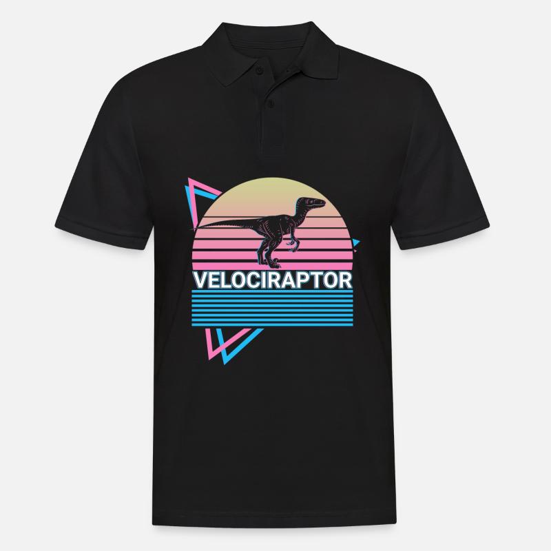 Velociraptor Dinosaurier Retro - Männer Poloshirt - Schwarz