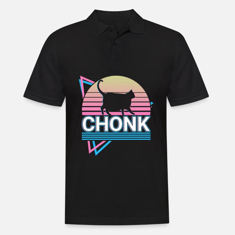 Chonk Katze Retro - Männer Poloshirt - Schwarz