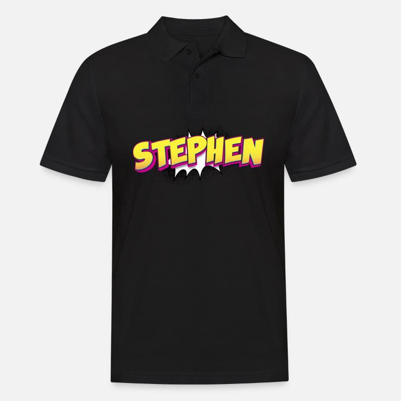 Stephen benutzerdefinierter Name Comic-Buch-Stil Pop-Art, - Männer Poloshirt - Schwarz