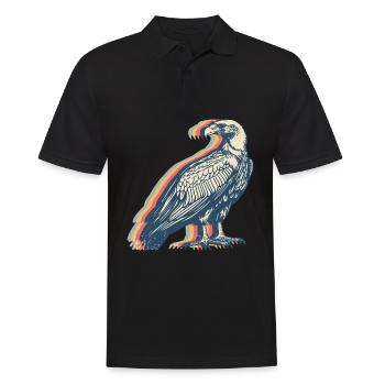 Geier Vogel Retro Line Art - Männer Poloshirt - Schwarz - Vorne - Kai (181cm)