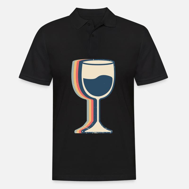 Weintrinkender Trinker Retro Line Art - Männer Poloshirt - Schwarz