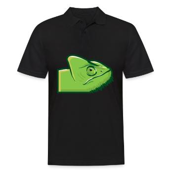 Green chameleon head lizard lizard green gift - Men's Polo Shirt - black - Front - Kai (181cm)
