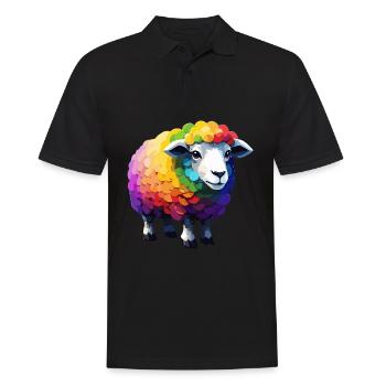 Schafe Cool Niedlich Bunt Regenbogen und Cool - Männer Poloshirt - Schwarz - Vorne - Kai (181cm)