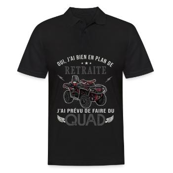 quad plan de retraite cadeau humour moto quad - Polo Homme - noir - Devant - Kai (181cm)