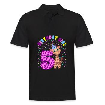Children's Birthday Girl 5 years old Giraffe - Men's Polo Shirt - black - Front - Kai (181cm)