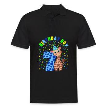Children's Birthday Boy 7 years old Giraffe - Men's Polo Shirt - black - Front - Kai (181cm)