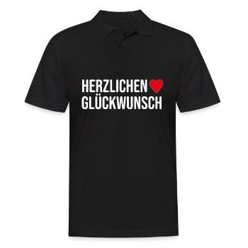Herzlichen Glückwunsch Herzlich Geschenkidee - Männer Poloshirt - Schwarz - Vorne - Kai (181cm)