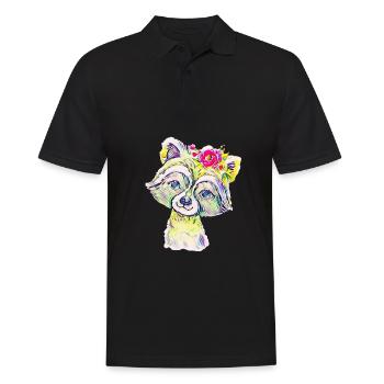 racoon - Men's Polo Shirt - black - Front - Kai (181cm)