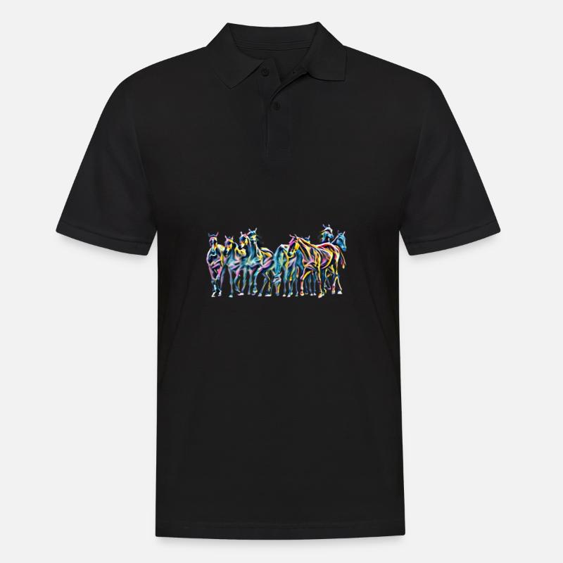 Pferde - Männer Poloshirt - Schwarz