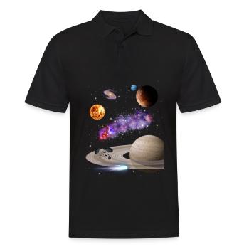 Weltraum - Männer Poloshirt - Schwarz - Vorne - Kai (181cm)