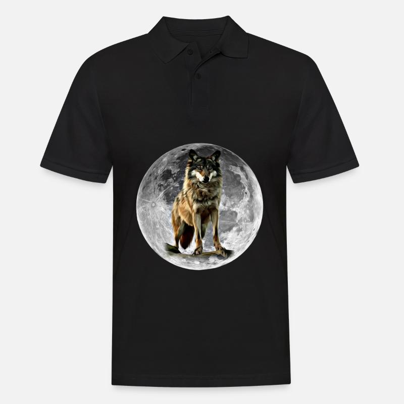 Wolf - Männer Poloshirt - Schwarz