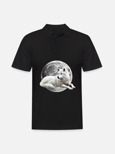 Wolf - Männer Poloshirt - Schwarz