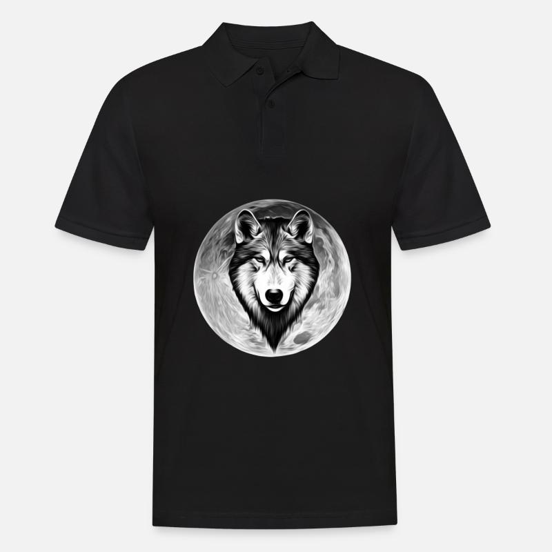 Wolf - Männer Poloshirt - Schwarz