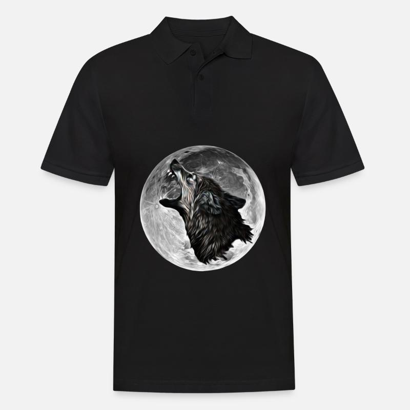 Wolf - Männer Poloshirt - Schwarz