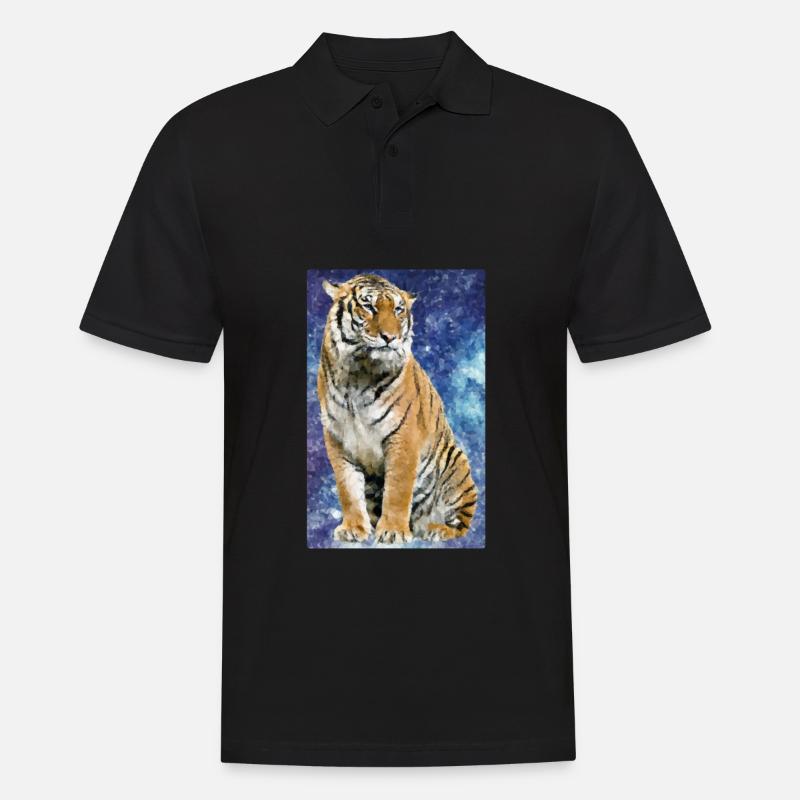Tiger Polygon - Männer Poloshirt - Schwarz