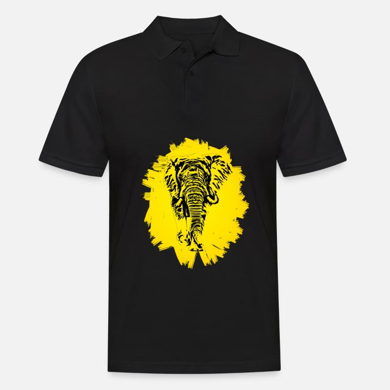 Elefant - Männer Poloshirt - Schwarz