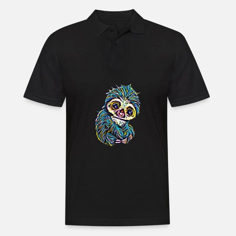 Faultier - Männer Poloshirt - Schwarz