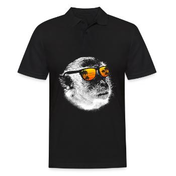 Affe DJ mit Kopfhörer und Sonnenbrille Geschenk Pa - Männer Poloshirt - Schwarz - Vorne - Kai (181cm)