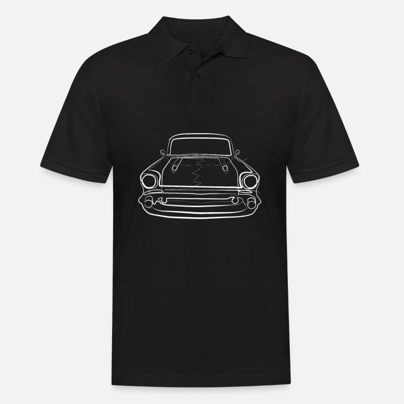 Oldtimer retro - one line drawing - Men's Polo Shirt - black
