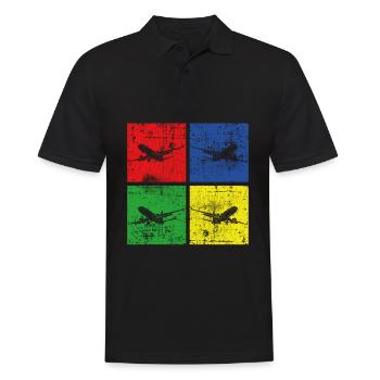 Flugzeug retro - Männer Poloshirt - Schwarz - Vorne - Kai (181cm)