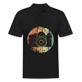 Caméra photographe rétro - Polo Homme - noir - Devant - Kai (181cm)
