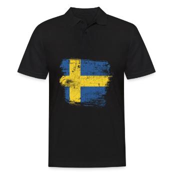 Schweden - Männer Poloshirt - Schwarz - Vorne - Kai (181cm)
